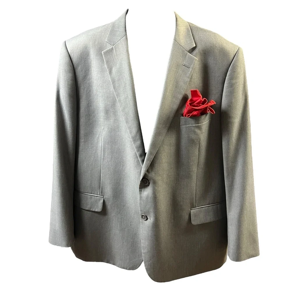 Renoir‎ Sport Coat R48/42 Grey Single Breasted Blazer Dual Vent Tailored Mens